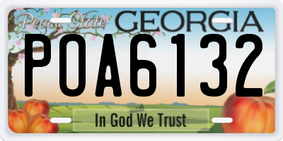 GA license plate POA6132