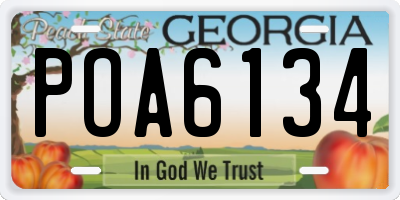 GA license plate POA6134