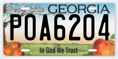 GA license plate POA6204