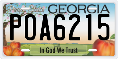 GA license plate POA6215