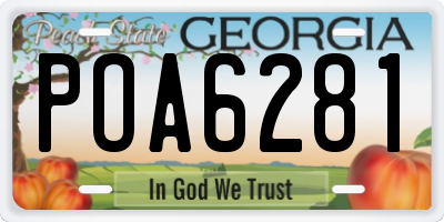 GA license plate POA6281