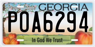 GA license plate POA6294