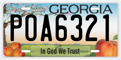 GA license plate POA6321