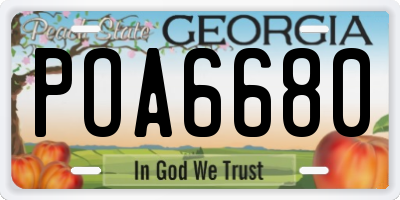 GA license plate POA6680