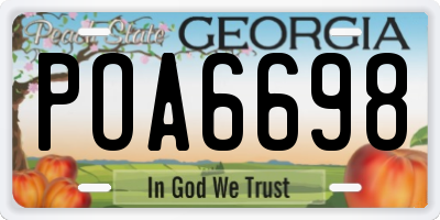 GA license plate POA6698