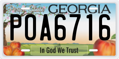 GA license plate POA6716