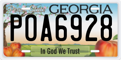 GA license plate POA6928
