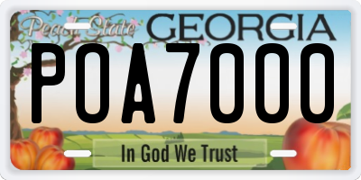 GA license plate POA7000