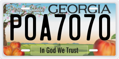 GA license plate POA7070