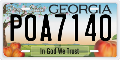 GA license plate POA7140
