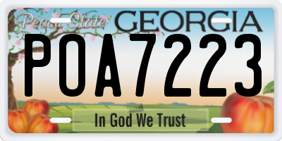 GA license plate POA7223