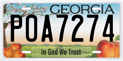 GA license plate POA7274