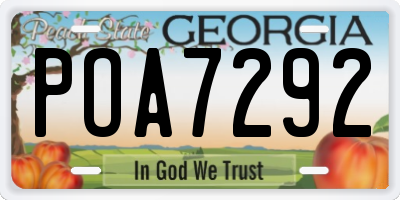 GA license plate POA7292