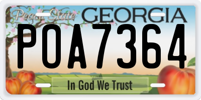 GA license plate POA7364