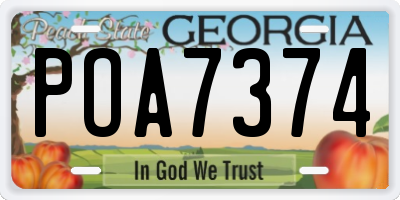 GA license plate POA7374
