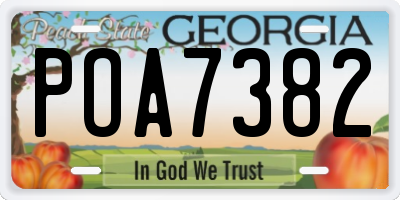 GA license plate POA7382