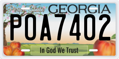 GA license plate POA7402