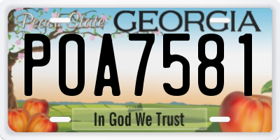 GA license plate POA7581