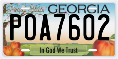GA license plate POA7602