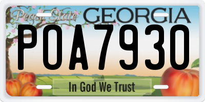 GA license plate POA7930