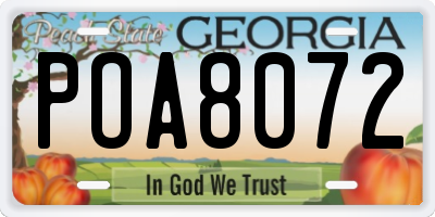 GA license plate POA8072