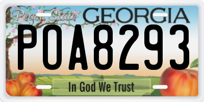 GA license plate POA8293