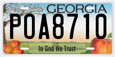 GA license plate POA8710