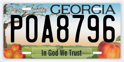 GA license plate POA8796