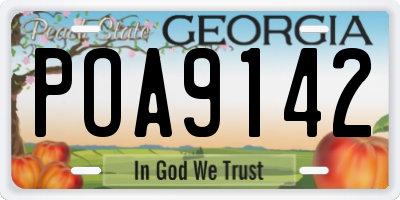 GA license plate POA9142