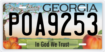 GA license plate POA9253