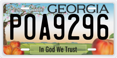 GA license plate POA9296