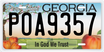 GA license plate POA9357