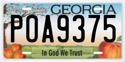 GA license plate POA9375