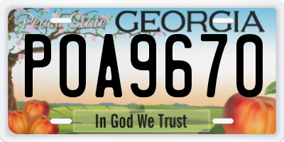 GA license plate POA9670
