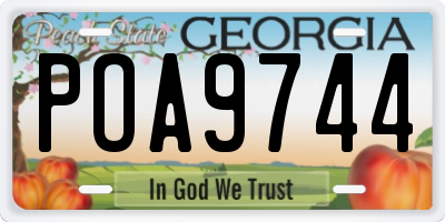 GA license plate POA9744