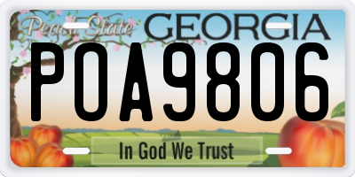 GA license plate POA9806