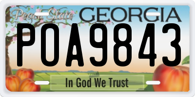 GA license plate POA9843