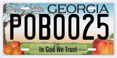 GA license plate POB0025
