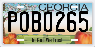 GA license plate POB0265