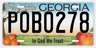 GA license plate POB0278