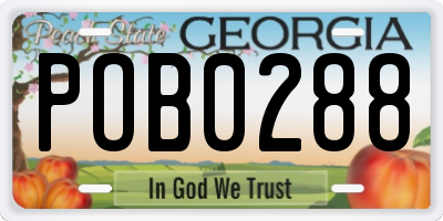 GA license plate POB0288