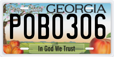 GA license plate POB0306