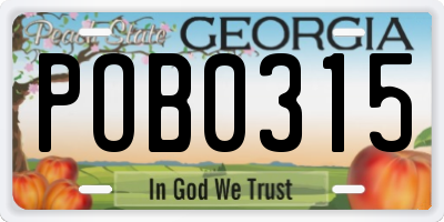 GA license plate POB0315