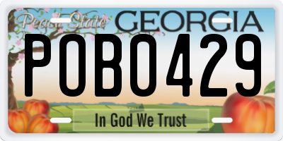 GA license plate POB0429