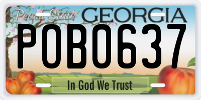 GA license plate POB0637