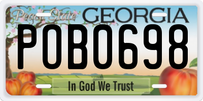 GA license plate POB0698