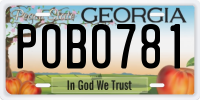 GA license plate POB0781