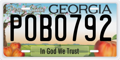 GA license plate POB0792
