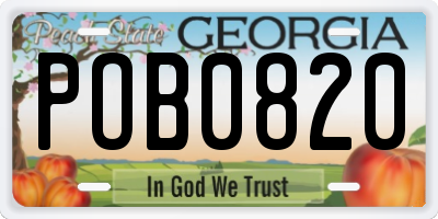 GA license plate POB0820