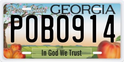 GA license plate POB0914